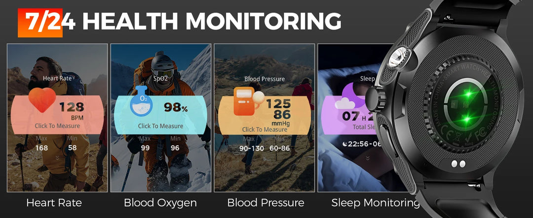 LaNikar Smart Watch 3ATM Waterproof 1.53" New KT76 Men Sport With Compass And LED Flashlight Heart Rate Sleep Analysis Bluetooth