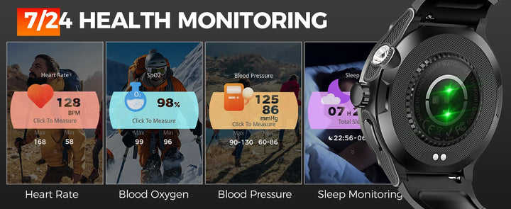 LaNikar Smart Watch 3ATM Waterproof 1.53" New KT76 Men Sport With Compass And LED Flashlight Heart Rate Sleep Analysis Bluetooth