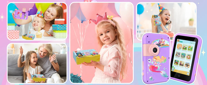 VATOS Kids Smart Phone Toy for Girls Boys Large 4" Touchscreen Cell Phone with Dual Cam Music Puzzle Game Learning Toy