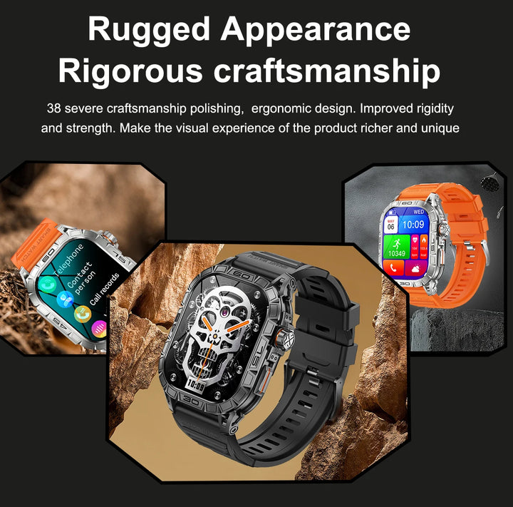 EIGIIS New Smart Watch ED Display 100+ Sport Mode With Compass IP68 Waterproof Bluetooth Call Heart Rate Blood Pressure Men K63