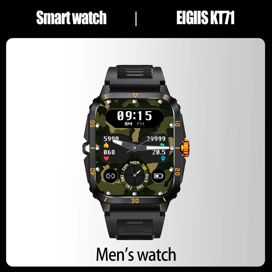 LaNikar Smart Watch 3ATM Waterproof 1.96" IPS Screen Military KT71 Men 100+ Sport Mode Heart Rate Blood Pressure Bluetooth Call