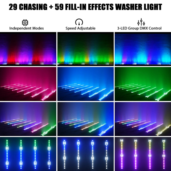 U'King 1/2/4Pcs 120W Wall Washer Lights 18X8W RGBW LED Stage Light Bar With White Fill Lighting For Wedding Party KTV Club Event