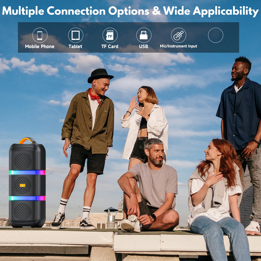 FanFun 2 Wireless Microphones Series Karaoke Machine with Treble/Bass Adjustment, Wireless PA System, 8 Sound Effects