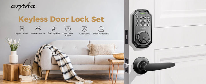 Arpha Smart Door Lock D180H Electronic Lock Bluetooth Door Lock 100 Password App Control Combination Lock Long Battery Life