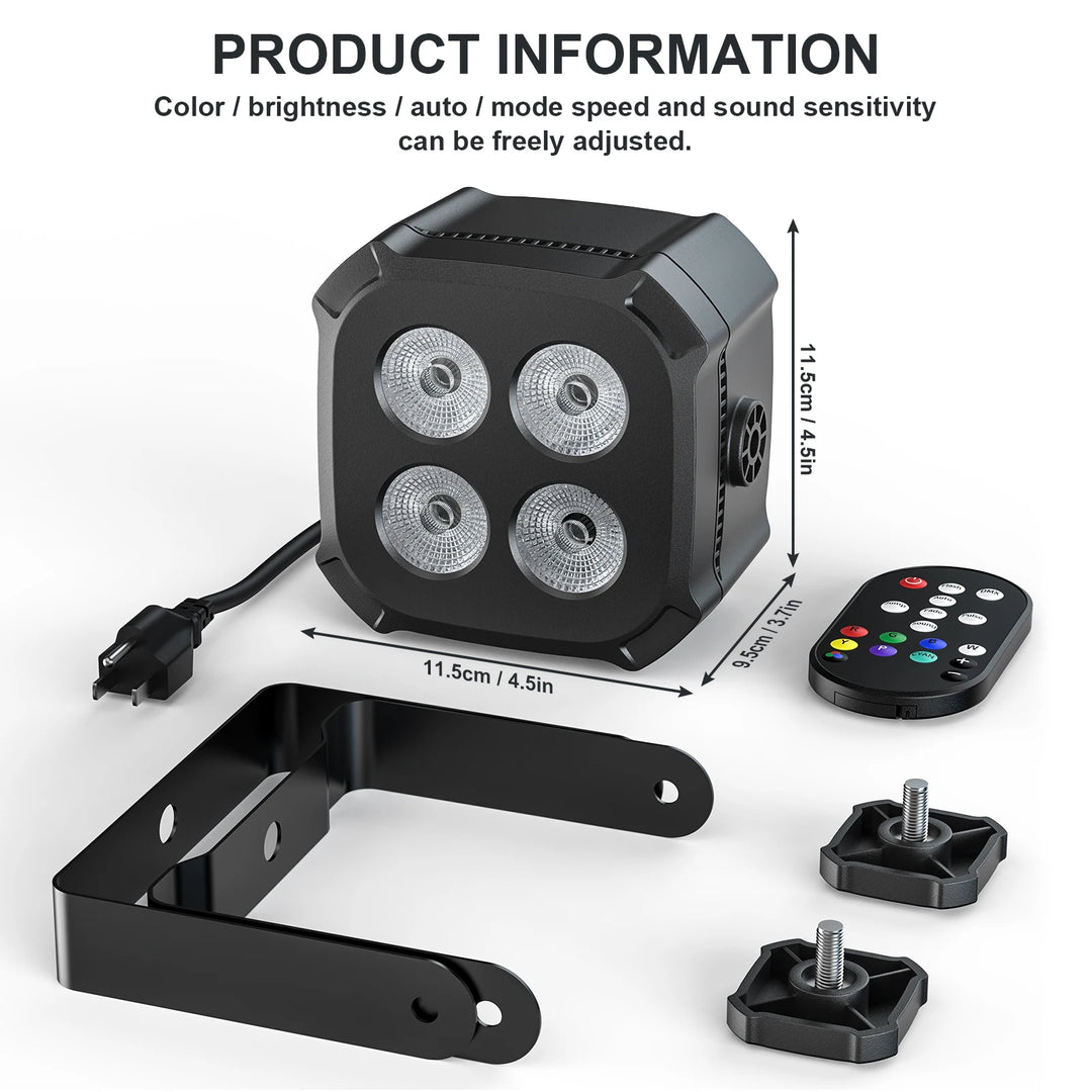 U'King 8Pcs/Set Square LED Par Lights 4X8W RGB LED Stage Light Remote&DMX Controlled DJ Light For Wedding Party Club Disco Event
