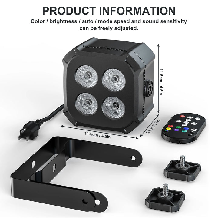 U'King 8Pcs/Set Square LED Par Lights 4X8W RGB LED Stage Light Remote&DMX Controlled DJ Light For Wedding Party Club Disco Event