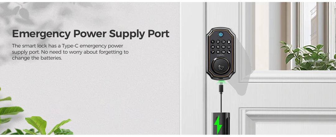 Arpha Smart Door Lock Bluetooth Door Lock 5-in-1 Keyless Entry Lock Fingerprint Electronic Deadbolt w/ Handle Set Home Security