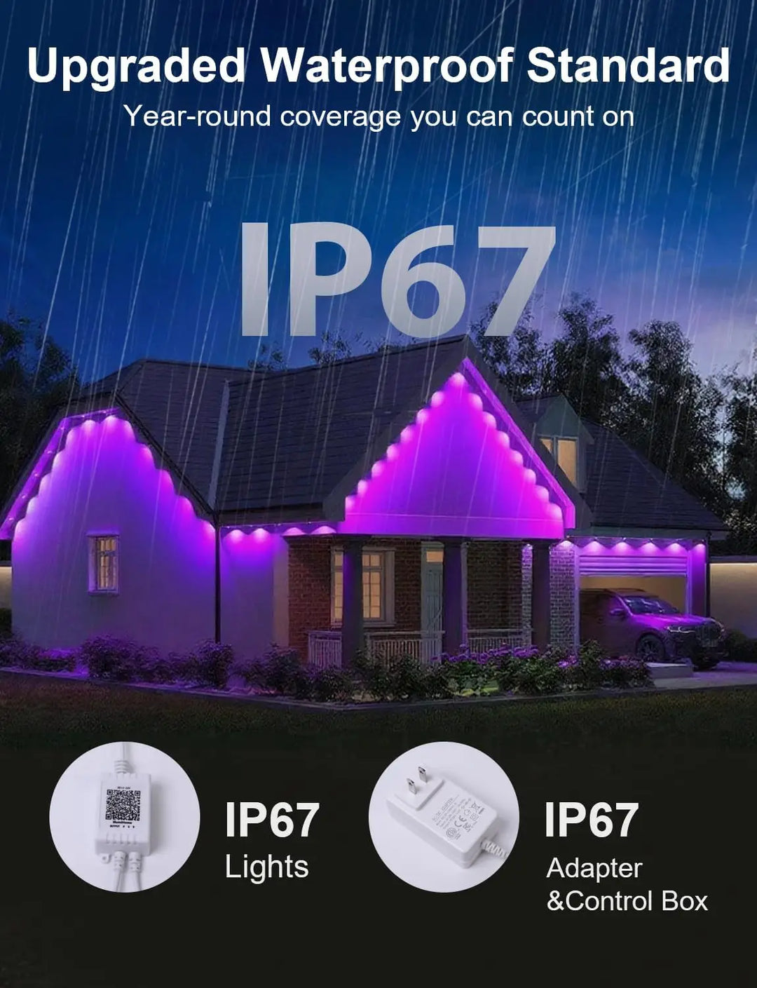 Permanent Outdoor Lights for House, 2025 Smart RGB LED Outside Lights with Remote Control, IP67 Waterproof Eternity Eaves Light