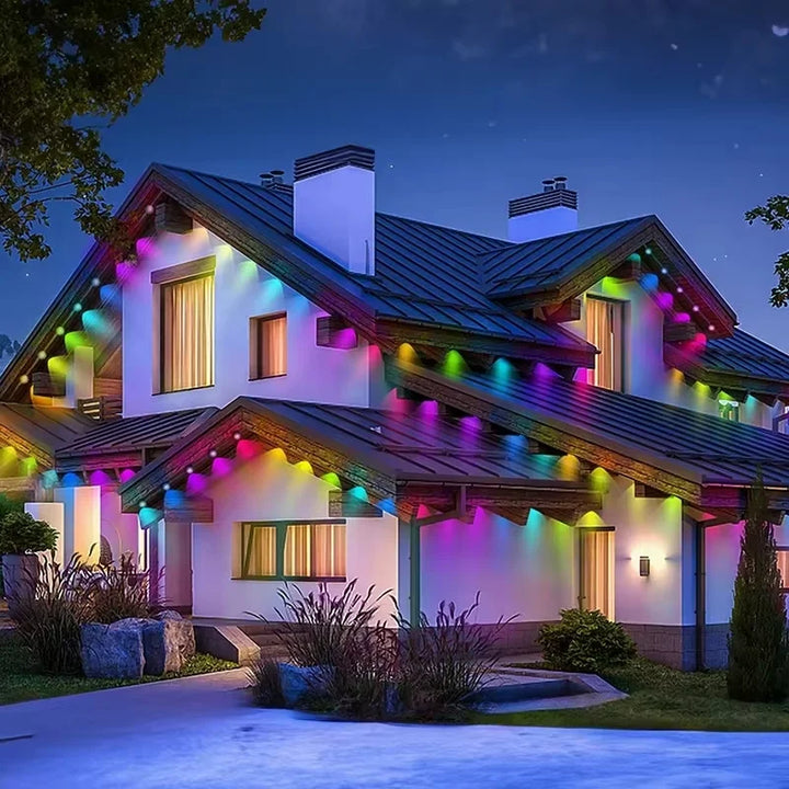 Outdoor Lights 90 LED Eaves Lights Smart Eaves String RGB Lights Full House Ambient Lighting Halloween Decorations Outside
