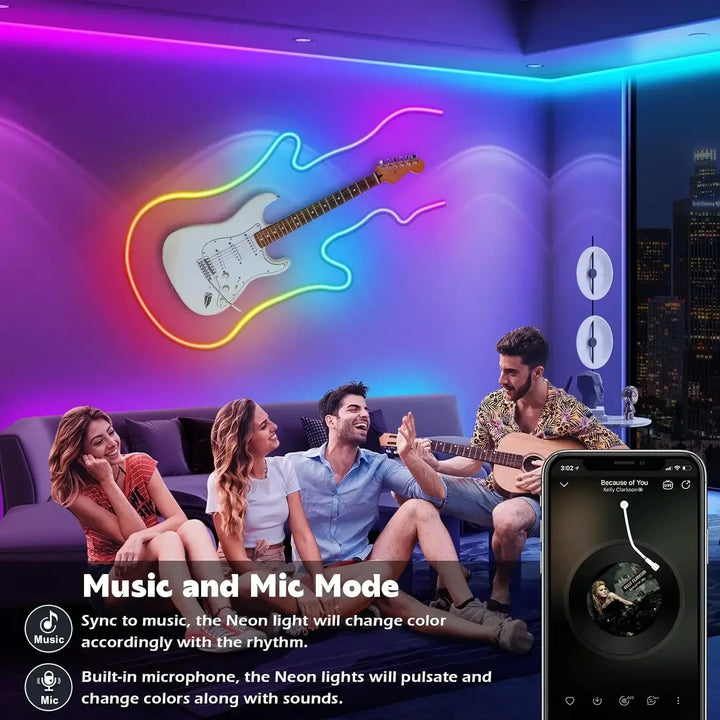 Smart Neon LED Strip Light App Control RGB Neon LED Backlight PC Game Room Decor Home Festival Outdoor Atmosphere Lighting