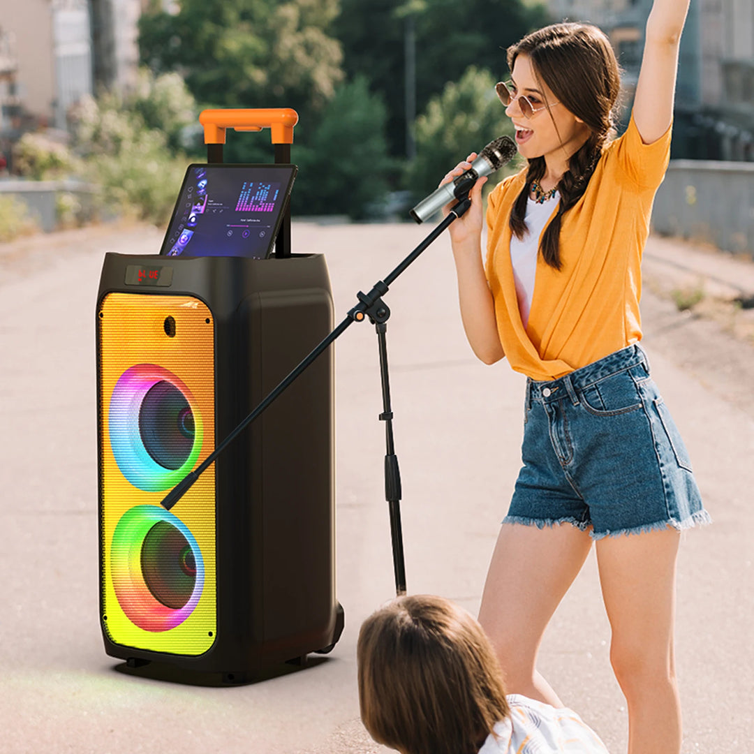 Karaoke Machine, Portable Bluetooth Speaker with 2 Wireless Karaoke Microphones, Karaoke Machine for Adults Kids for Home Party
