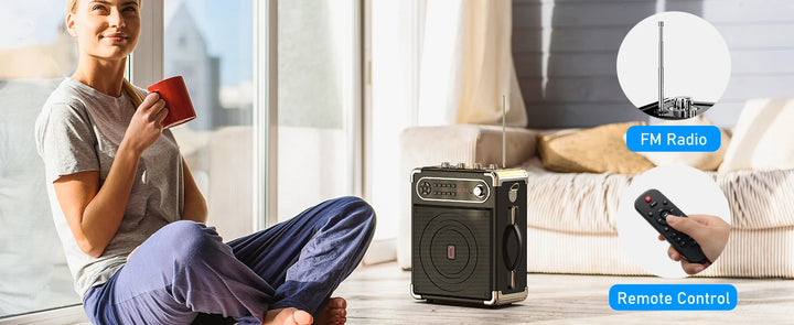 Bluetooth Karaoke Machine, Home Karaoke System, Wireless Speaker with FM Radio, 2 Karaoke Microphone, Remote Control