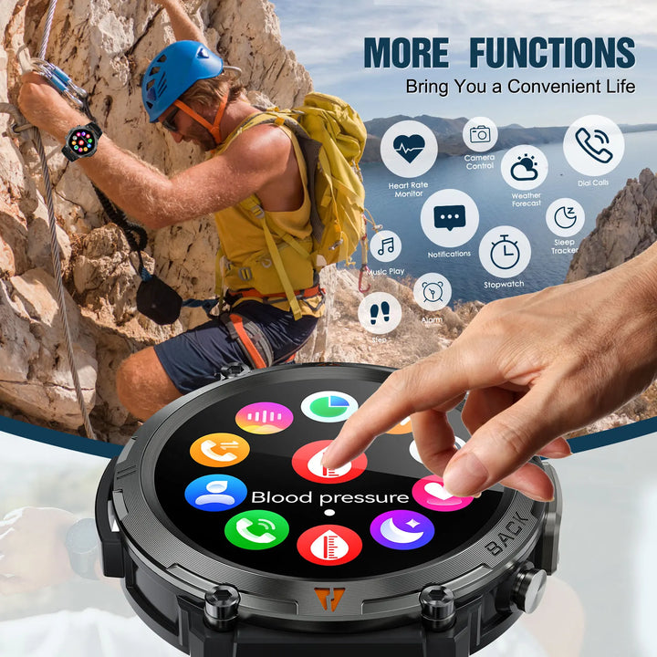 LaNikar KE3 Bluetooth Call Smart Watch Men Full Touch Screen Health Monitor Clock With Flashlight Men SmartWatch For ios Android