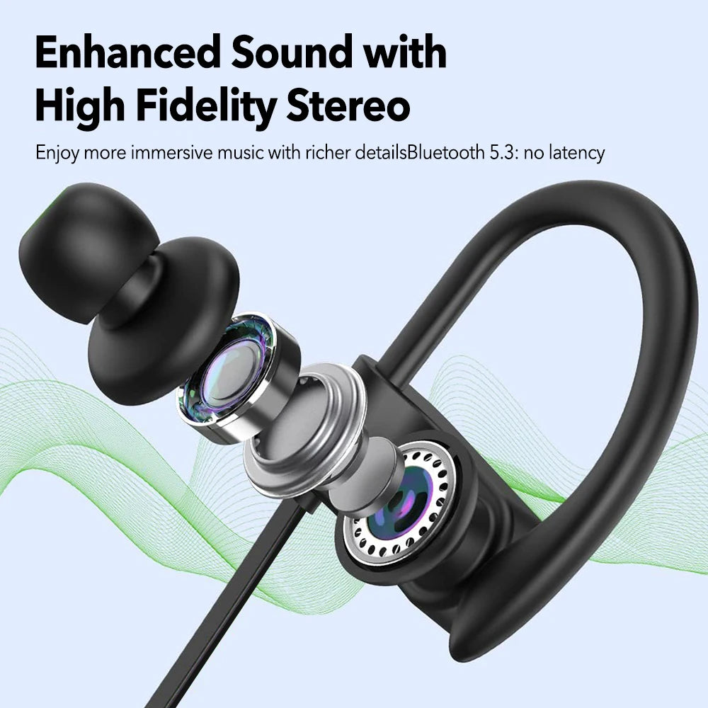 New Version Mpow Flame Sports Earphones IPX7 Waterproof Bluetooth V5.3 Earbuds 12 Hours Playtime & Noise Canceling Mic for iPhone