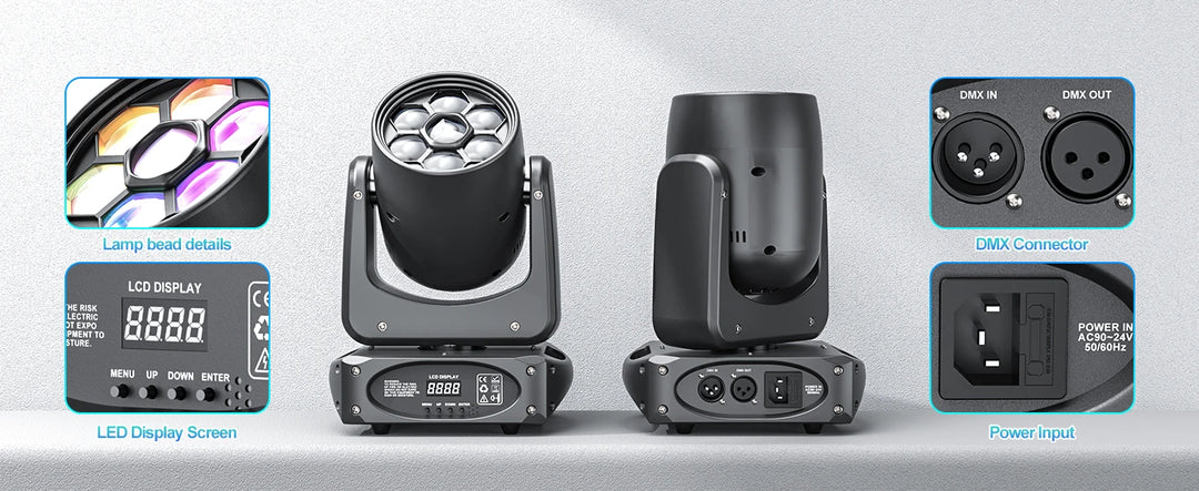 U'King 150W Bee Eye Moving Head Lights RGBW Gobos Stage Lights DMX512 Control DJ Lights For Christmas Disco Party Club Bar Show