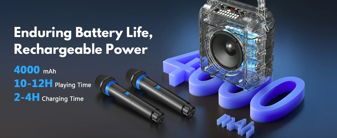 FanFun Wireless Speaker, Portable Bluetooth Speaker with Microphone and LED Light, Karaoke Speaker Machine, Home Karaoke System