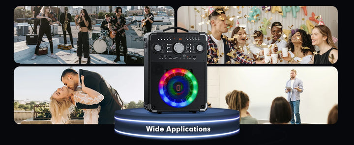 FanFun Karaoke Speaker with 3 Wireless Microphone, Bluetooth Speaker with LED Light, Portable Outdoor Party Speaker
