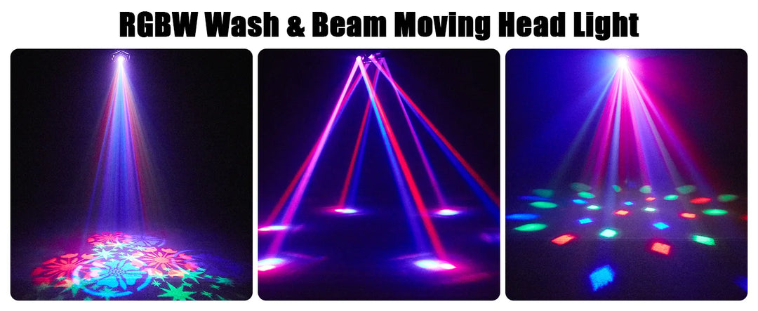 U'King 100W 6-Arm RGBW Beam Moving Head Light With Remote Control Rotating Strobe Stage Light DJ Light For Wedding Party Bar KTV