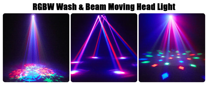U'King 100W 6-Arm RGBW Beam Moving Head Light With Remote Control Rotating Strobe Stage Light DJ Light For Wedding Party Bar KTV