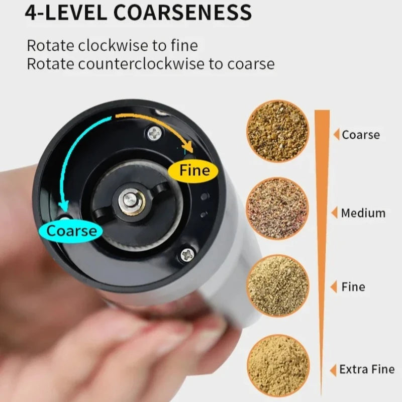 Electric Salt and Pepper Grinder Adjustable Coarseness Large Capacity Pepper Grinder Rechargeable Spices