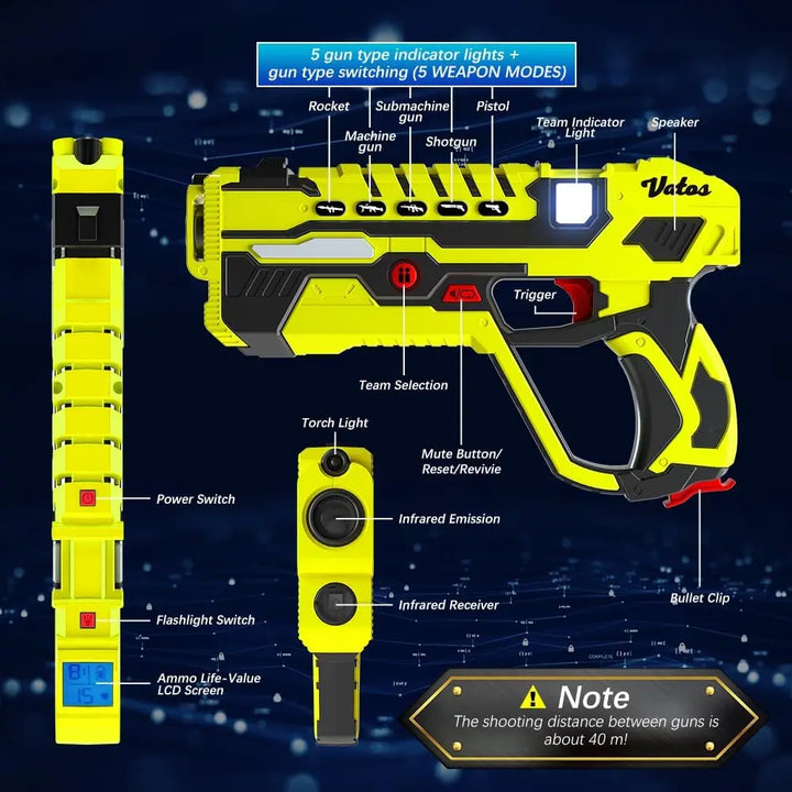 VATOS Laser Tag Battle Game Gun Set Electric Infrared Toy Guns Kids Infrared Laser Pistol For Boys Children Indoor Outdoor Game
