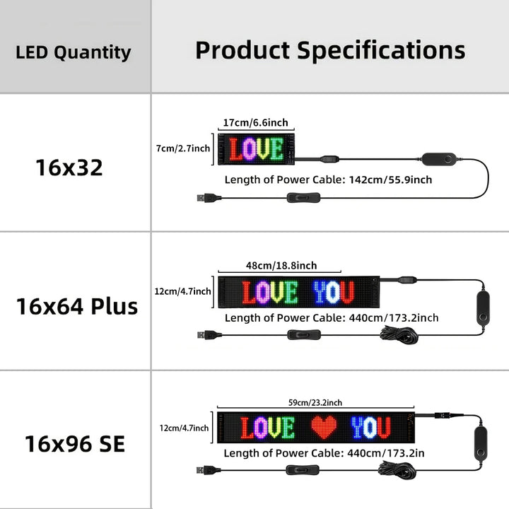 Scrolling Bright Advertising LED Signs, Flexible USB 5V LED Car Sign Bluetooth App Control Custom Text Pattern ,Valentine's Day