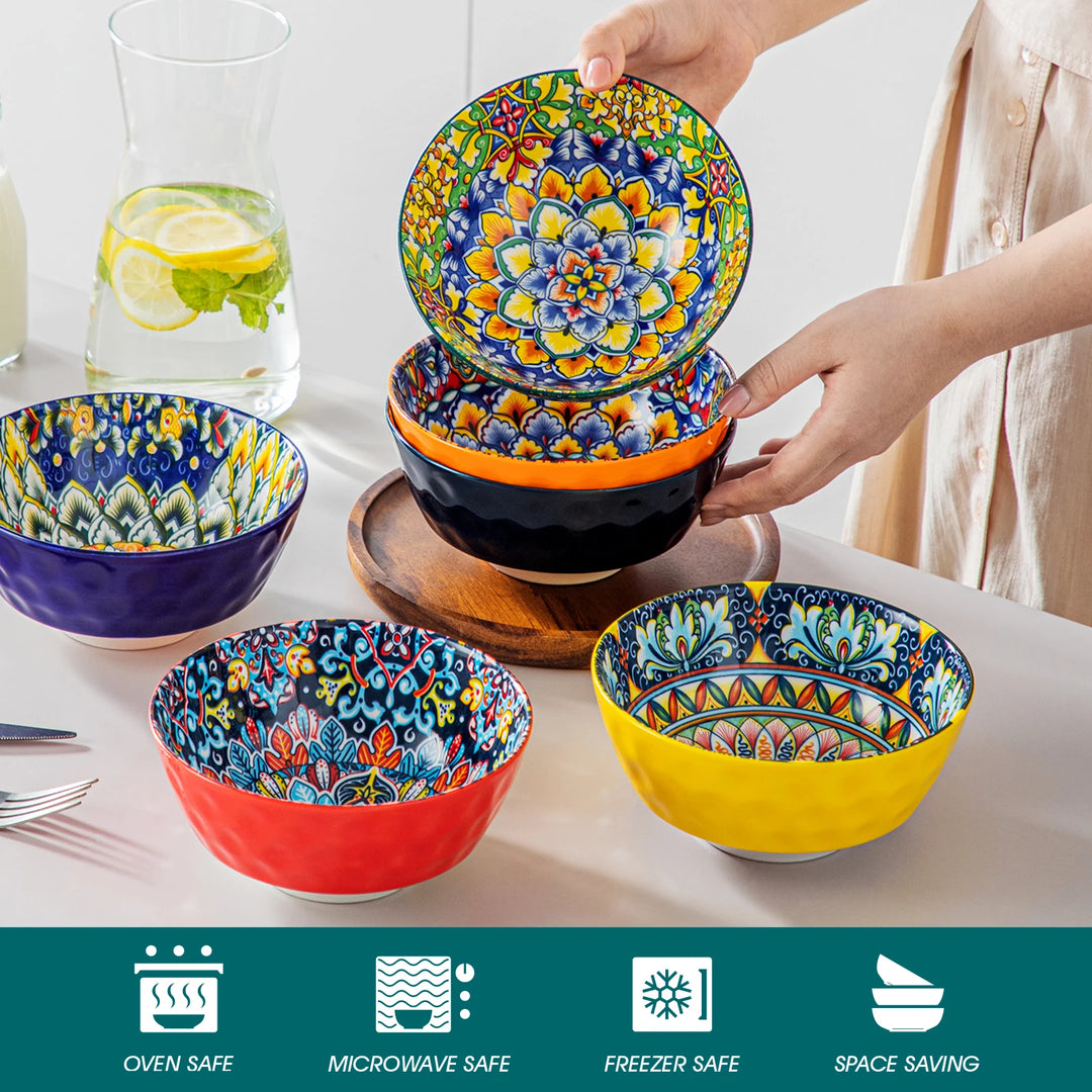 Vancasso 6/12 Piece Ceramic Soup Bowls 4.7 Inch Soup Bowls Colorful Bowls Dishwasher Oven Safe for Cereal/Soup/Oatmeal