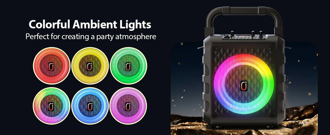 FanFun Wireless Speaker, Portable Bluetooth Speaker with Microphone and LED Light, Karaoke Speaker Machine, Home Karaoke System