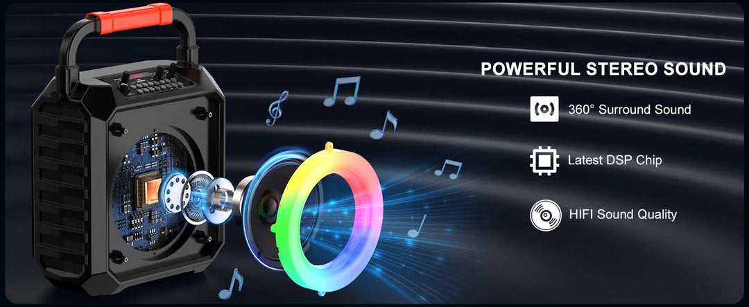 T17-T Wireless Bluetooth Speaker, Karaoke Machine with 2 Microphone, Home Karaoke System with LED Party Light