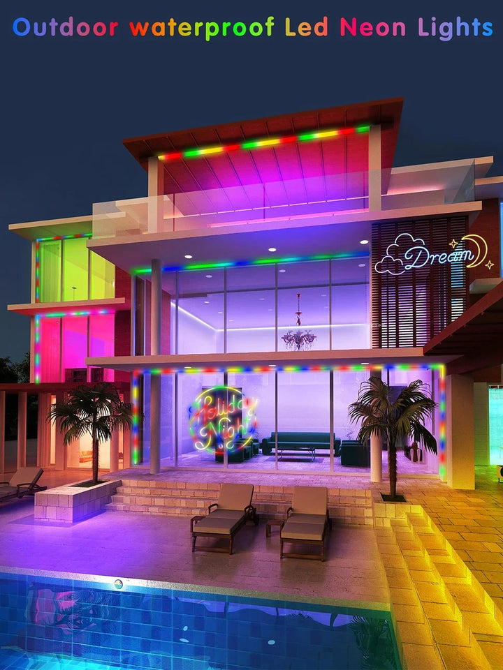 LED Neon Light Strip With Tuya Intelligent Control RGB Waterproof Neon Rope Light Suitable For Outdoor Decoration Of Houses