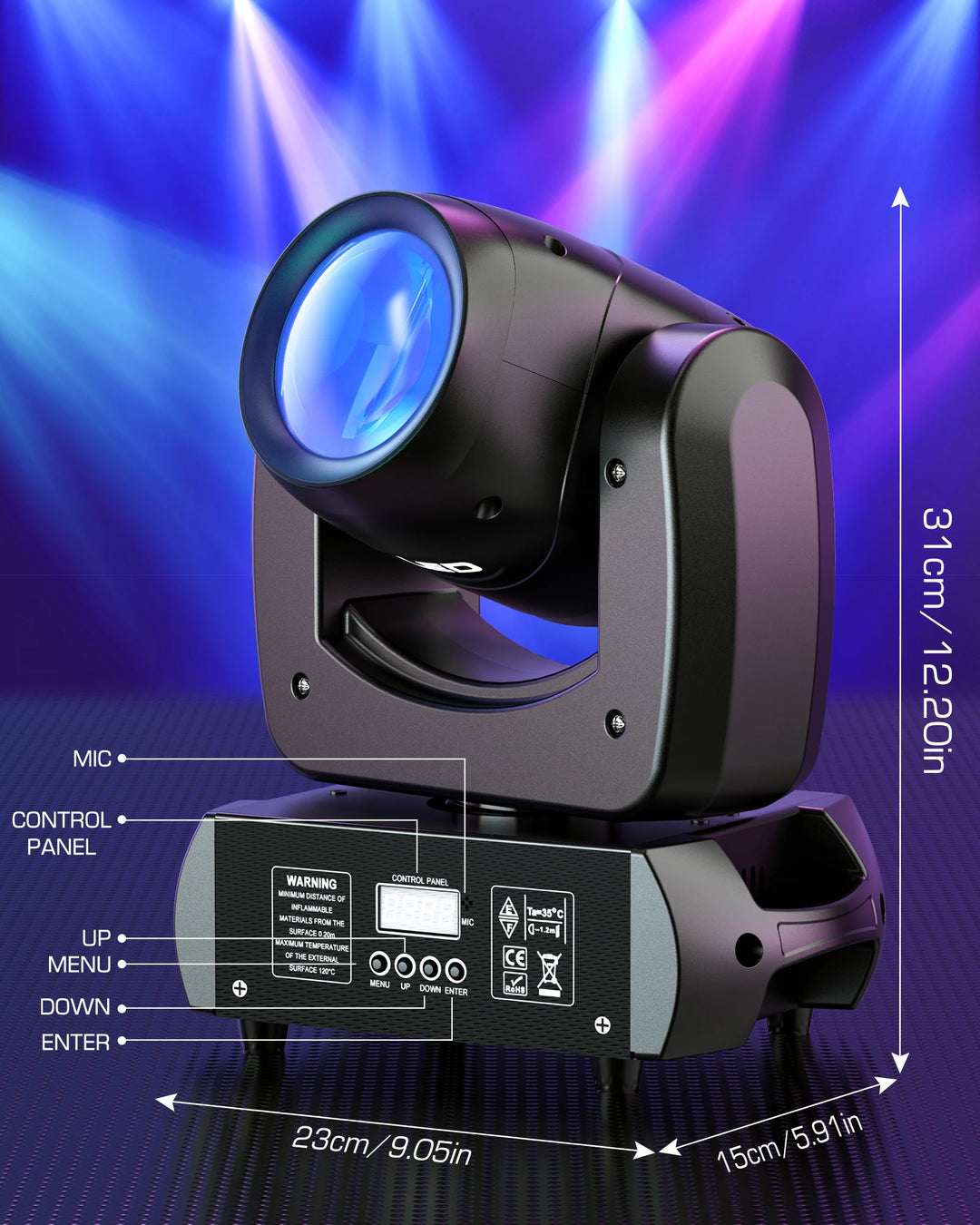 U'King 2Pcs 100W LED Beam Gobo Moving Head Stage Light 18Prism Dazzling Effect DMX DJ Light For Club KTV Disco DJ Party Lighting
