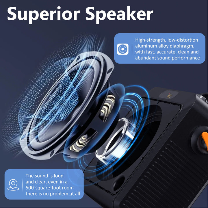 2 Wireless Microphones T19-T Karaoke Machine | Black Karaoke Speaker With Treble/Bass Adjustment, Wireless Speaker PA System