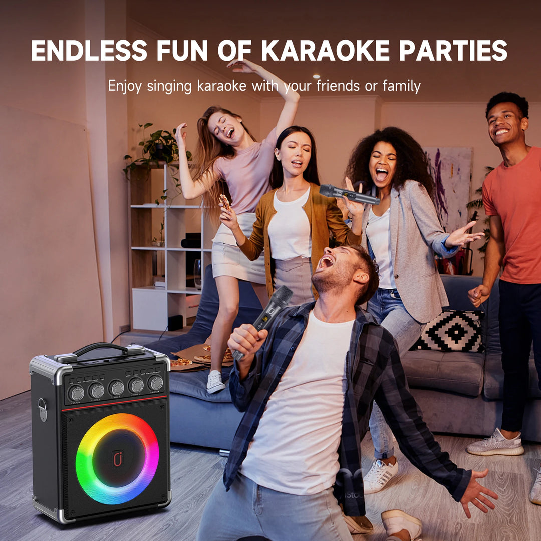 Dual Wireless Microphone with Satchel Bluetooth Karaoke Audio, TX05 with Bt, Usb, Tf Card, Fm, Recording, with Tws,Reverberation