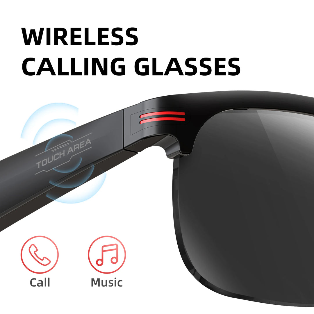 LaNikar New GS200 Smart Glasses Wireless Call Music Playback Half Frame Sunglasses With Blue Light UV Protection IP67 Waterproof