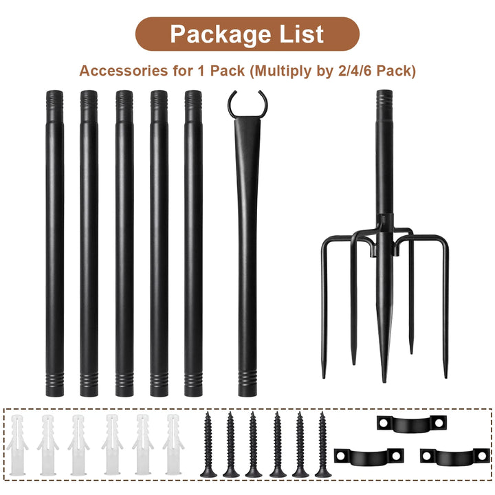 4 Pack 10ft String Light Pole for Deck, Metal String Light Pole for Outdoor Hanging,  (only string light pole)