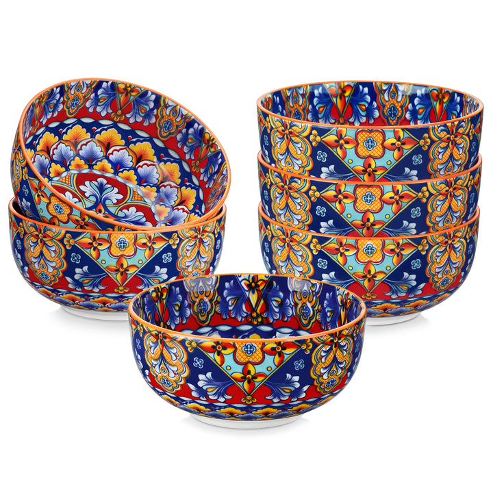 vancasso 6/12 Piece Cereal Bowls Set 28 Oz Ceramic Soup Bowls Bohemian style for Salad/Pasta/Rice/Oatmeal/Fruit/Cereal for  6