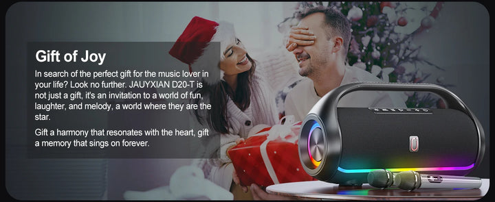 JYX Bluetooth Speaker, Portable Speaker with DJ Lights, Deep Subwoofer, Waterproof Outdoor Speaker with 2 Wireless Microphone