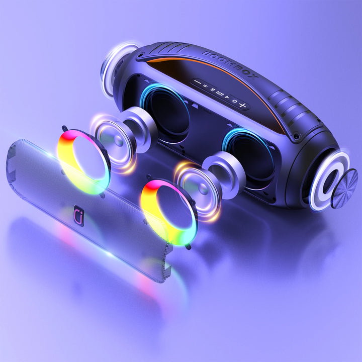 FanFun D16T Portable Bluetooth Speaker, Loud Boombox Speaker with Subwoofer, Powerful Deep Bass Stereo Sound, IP65 Waterproof