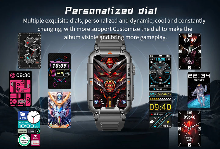 EIGIIS New Military Smart Watch 100+ Sports Modes Health Monitor Bluetooth Call IP67 Waterproof KR88