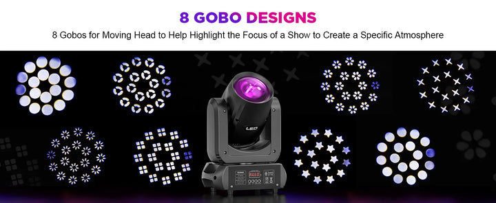 U’King 2Pcs 150W Beam Moving Head Lights With Airline Case 18Prism 8Gobo Stage Light&Flightcase Set For Wedding Party KTV Bar