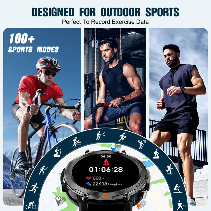 LaNikar KE3 Bluetooth Call Smart Watch Men Full Touch Screen Health Monitor With  steel ring Men SmartWatch For IOS Android