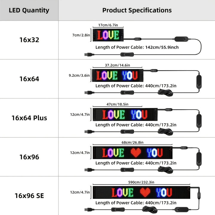  Scrolling Bright Advertising LED Signs, Flexible USB 5V LED Car Sign Bluetooth App Control Custom Text Pattern ,Valentine's Day