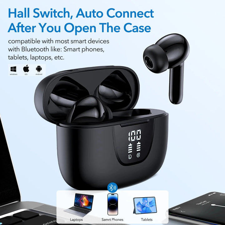 Mpow S42A Wireless Headphones Active Noise Cancelling 5.3 Bluetooth Earphones 30H Playback In-Ear ANC TWS Earbuds for Smartphone