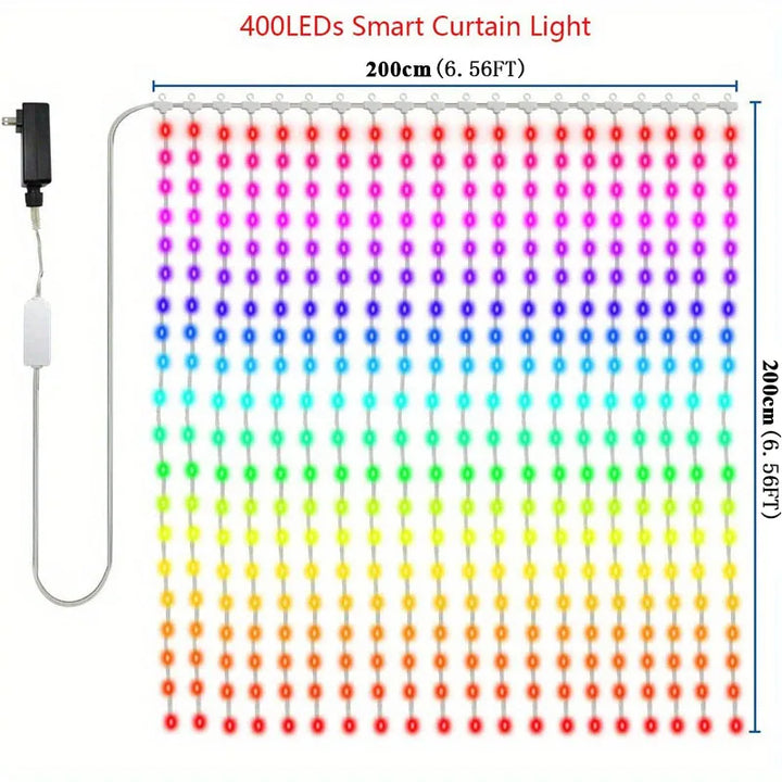 Smart LED Curtain Lights RGB APP Control DIY Text and Pattern 400LEDs Hanging Fairy String Lights Curtain Home Room Decor