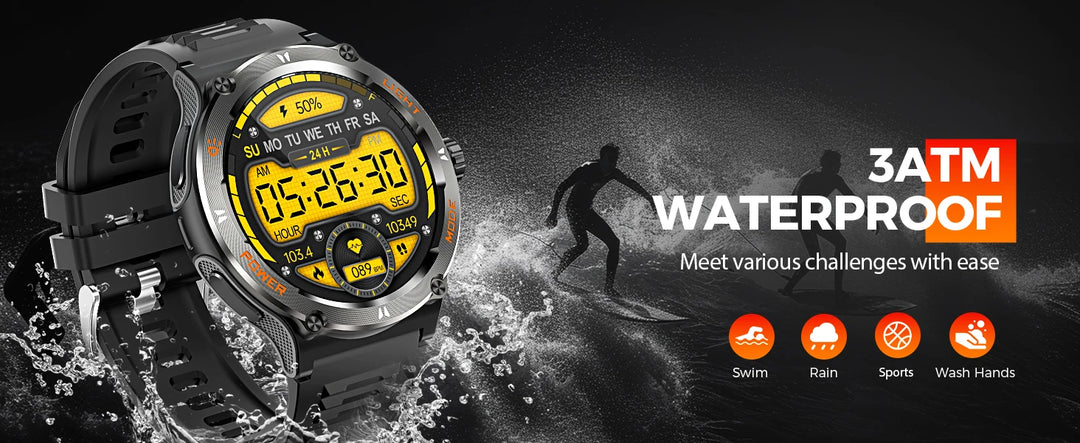 LaNikar Smart Watch 3ATM Waterproof 1.53" New KT76 Men Sport With Compass And LED Flashlight Heart Rate Sleep Analysis Bluetooth