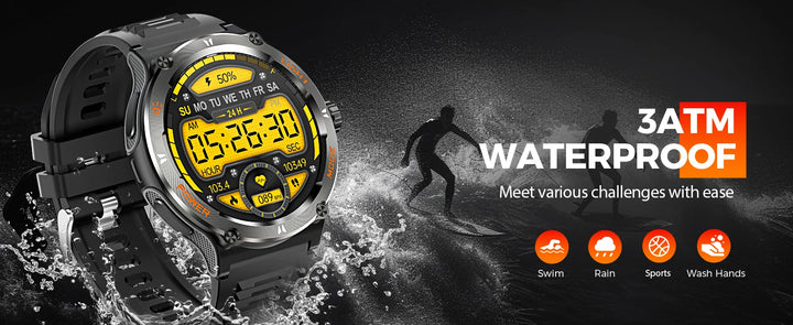 LaNikar Smart Watch 3ATM Waterproof 1.53" New KT76 Men Sport With Compass And LED Flashlight Heart Rate Sleep Analysis Bluetooth