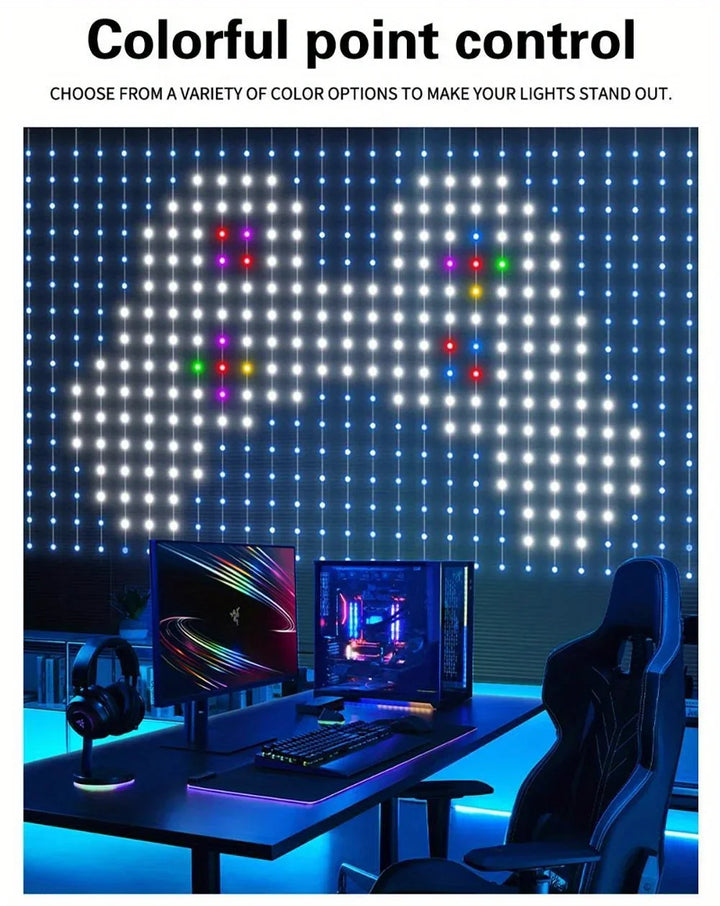 Smart LED Curtain Lights RGB APP Control DIY Text and Pattern 400LEDs Hanging Fairy String Lights Curtain Home Room Decor