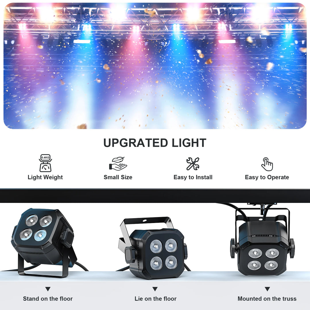 U'King 8Pcs/Set Square LED Par Lights 4X8W RGB LED Stage Light Remote&DMX Controlled DJ Light For Wedding Party Club Disco Event