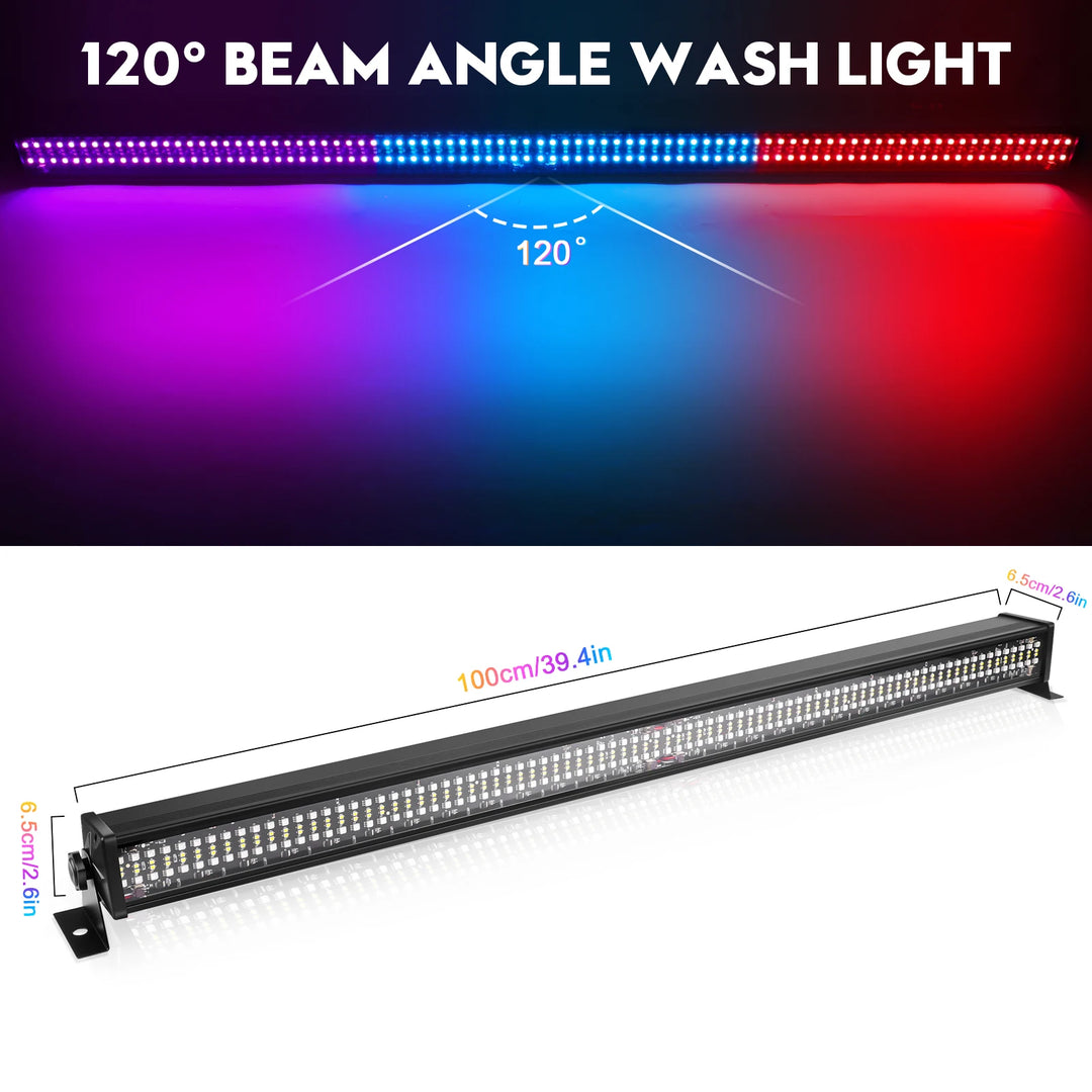 U'King 2Pcs 120W Wall Wash Light Bar RGB 336 LEDs Stage Lights 7000lm Wallwasher Lights For Home Nightclub Wedding Party Show