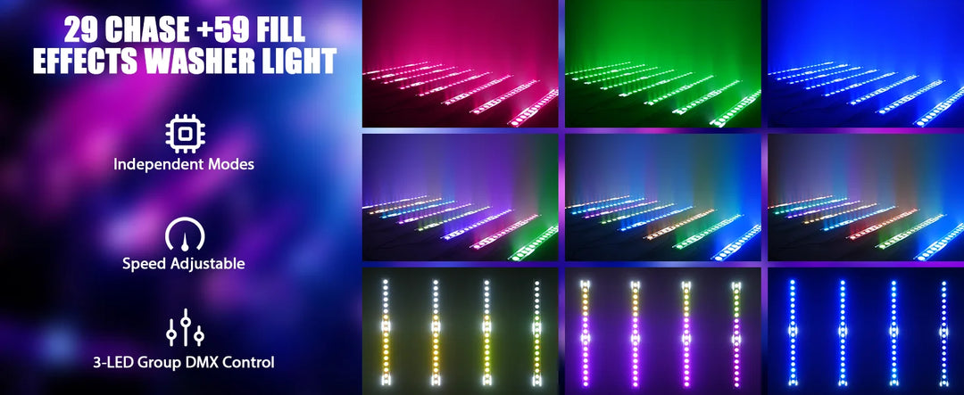U'King 1/2/4Pcs 120W Wall Washer Lights 18X8W RGBW LED Stage Light Bar With White Fill Lighting For Wedding Party KTV Club Event